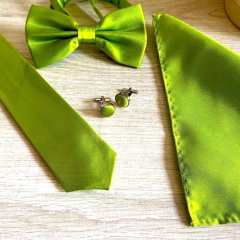 NEW Mens BowTie Handkerchief Necktie Cufflinks Set - Picture 3 of 6